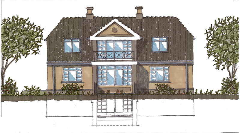 Familien Kjærgaards kommende hus, tegnet af Peter Bolther Arkitektfirma ApS.