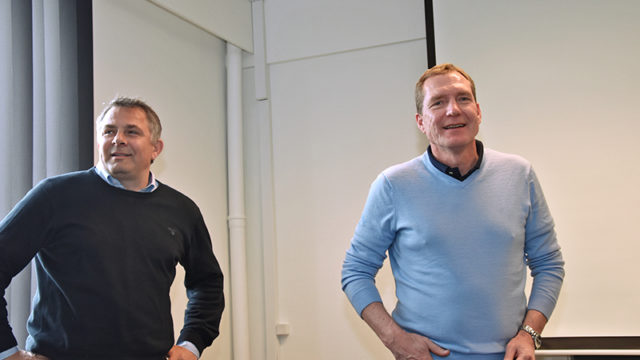 Fra præsentationen af projektet. T.v. ses næstformand Lars Strandby sammen med formand Niels Brinch.